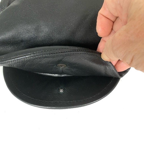 Unisex Vintage French "Lafayette Homme" Black 100% Leather Cap Front Snap ~SZ 56 - Picture 6 of 10
